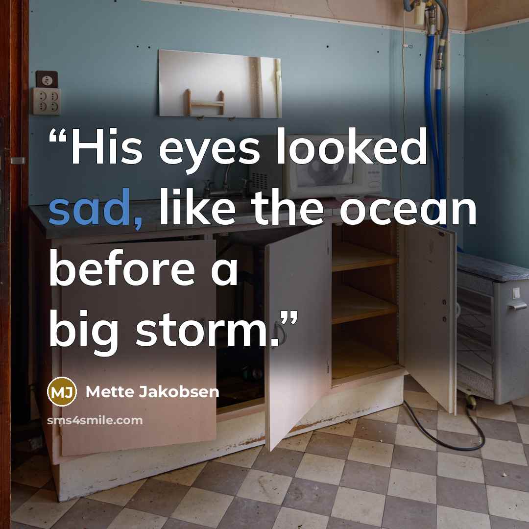 “His eyes looked sad, like the ocean before a big storm.” quote by Mette Jakobsen