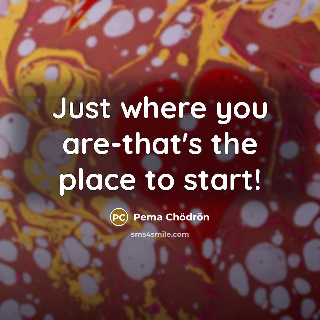 “Just where you are-that's the place to start!…” quote by Pema Chodron