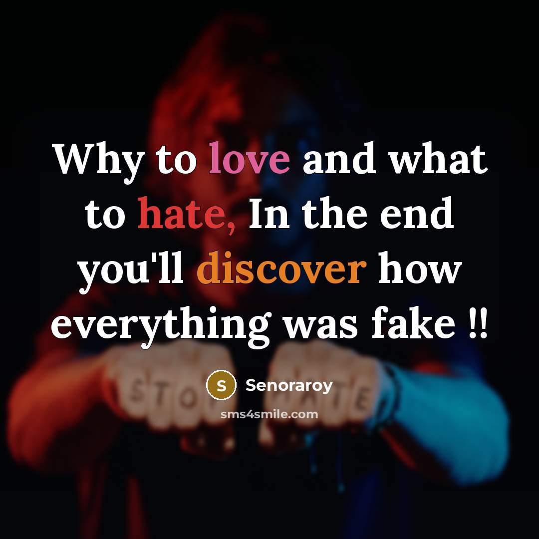 “Why to love and what to hate, In the end you'll discover how everything was fake !!” quote by Senoraroy