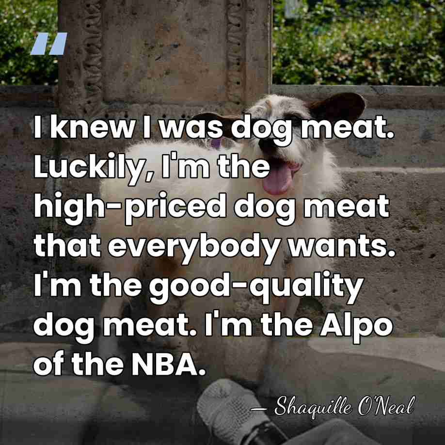 I knew I was dog meat. Luckily, I'm the high-priced dog meat&hellip; - Shaquille O'Neal