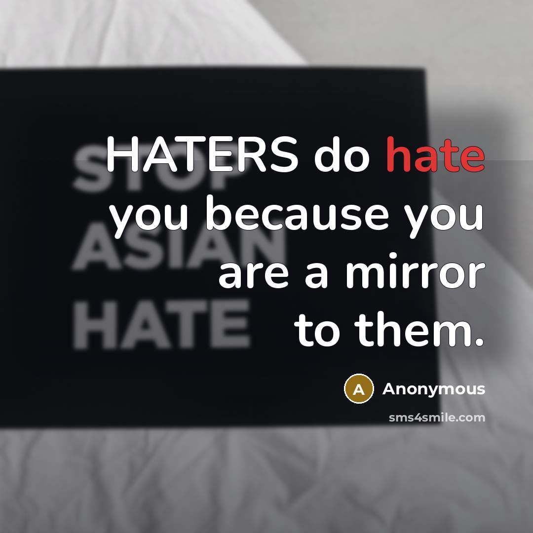 “HATERS do hate you because you are a mirror to them.” quote by Anonymous
