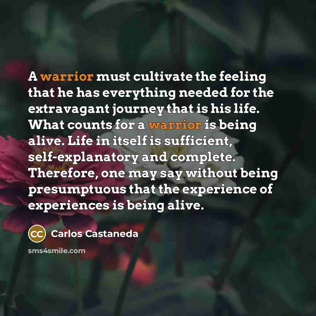“A warrior must cultivate the feeling that he has everything…” quote by Carlos Castaneda