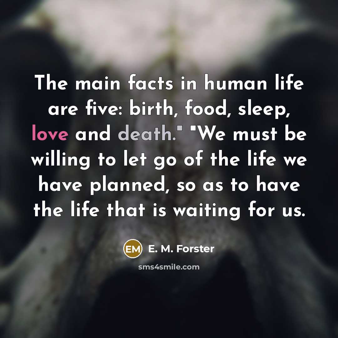 “The main facts in human life are five: birth, food,…” quote by E. M. Forster
