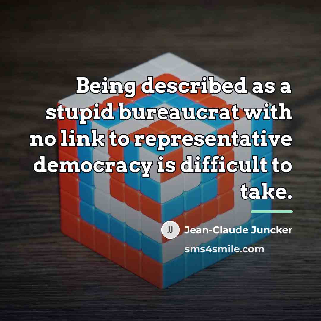 “Being described as a stupid bureaucrat with no link to…” quote by Jean-Claude Juncker