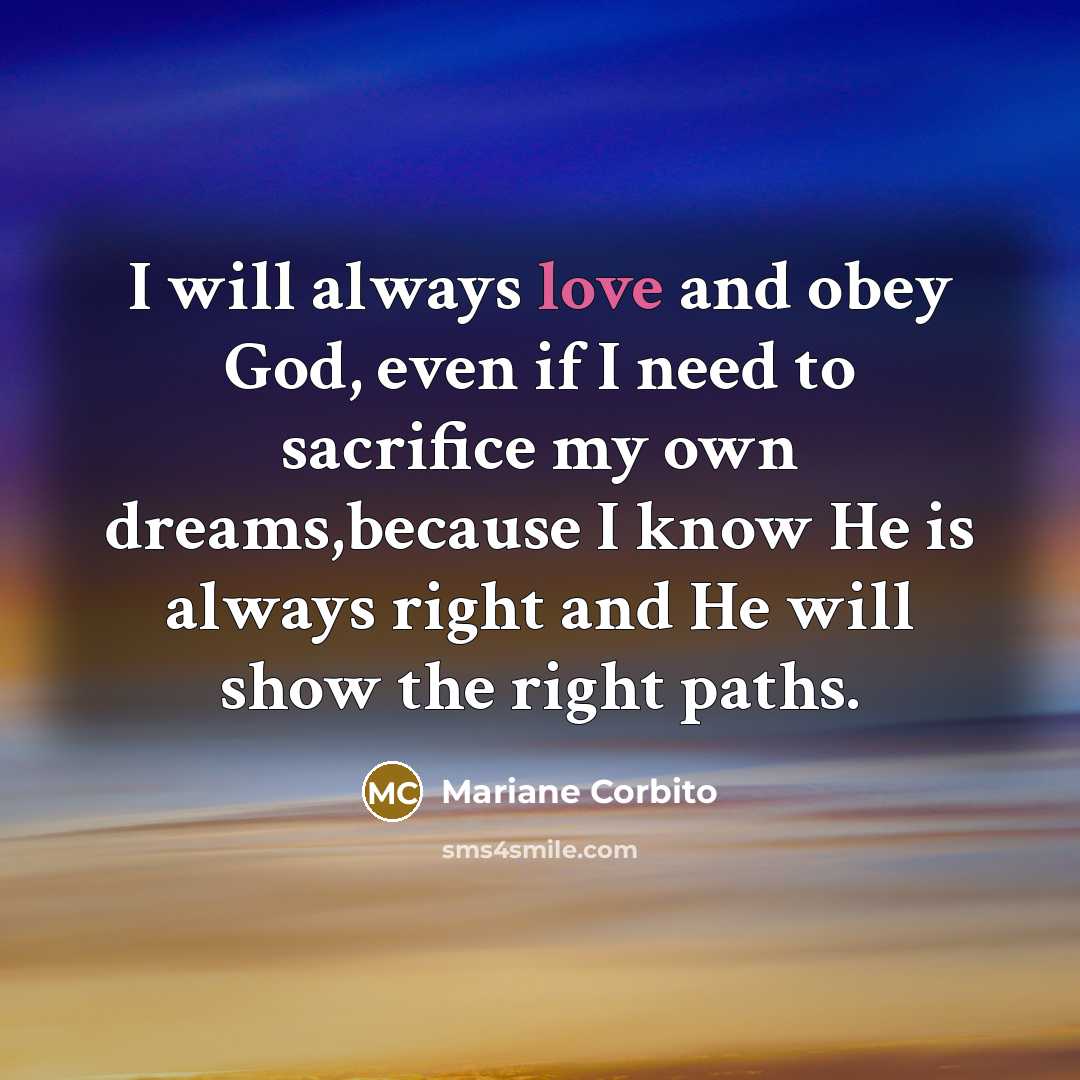 “I will always love and obey God, even if I…” quote by Mariane Corbito