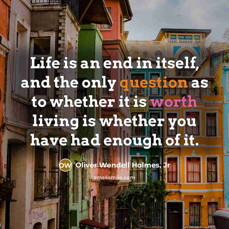 “Life is an end in itself, and the only question…” quote by Oliver Wendell Holmes, Jr