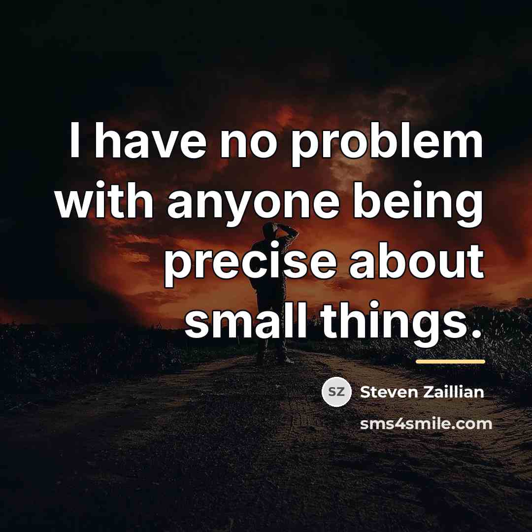 “I have no problem with anyone being precise about small…” quote by Steven Zaillian