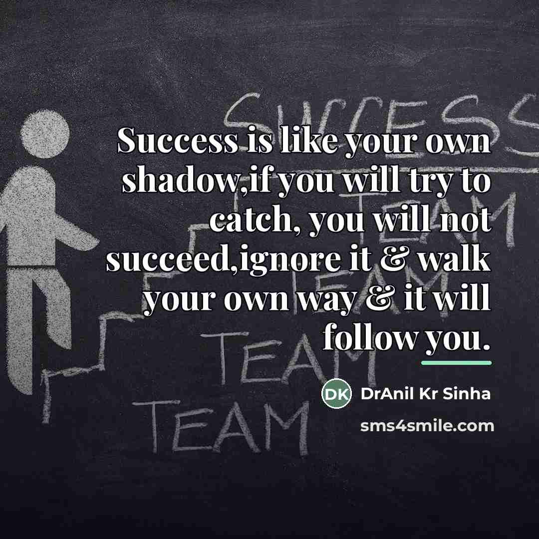 “Success is like your own shadow,if you will try to…” quote by DrAnil Kr Sinha