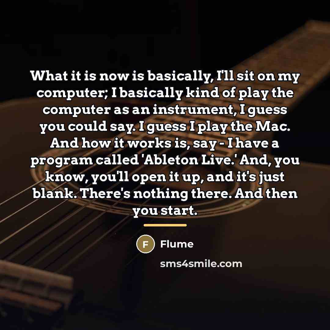 “What it is now is basically, I'll sit on my…” quote by Flume