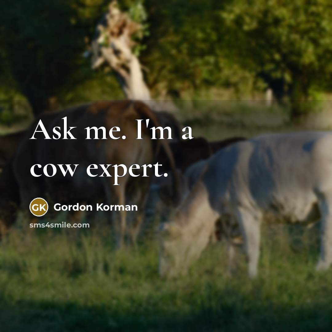 “Ask me. I'm a cow expert.…” quote by Gordon Korman