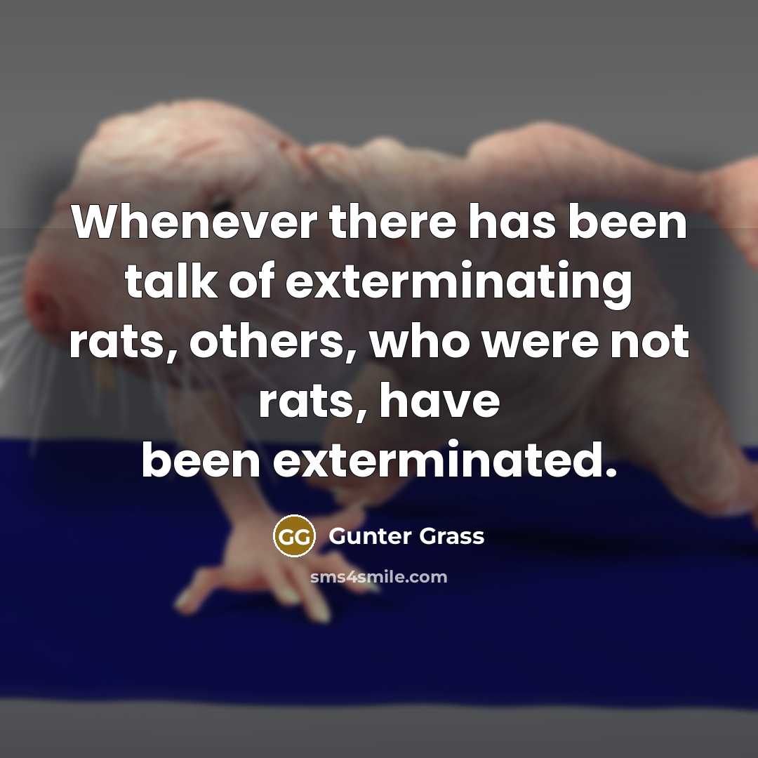 “Whenever there has been talk of exterminating rats, others, who…” quote by Gunter Grass