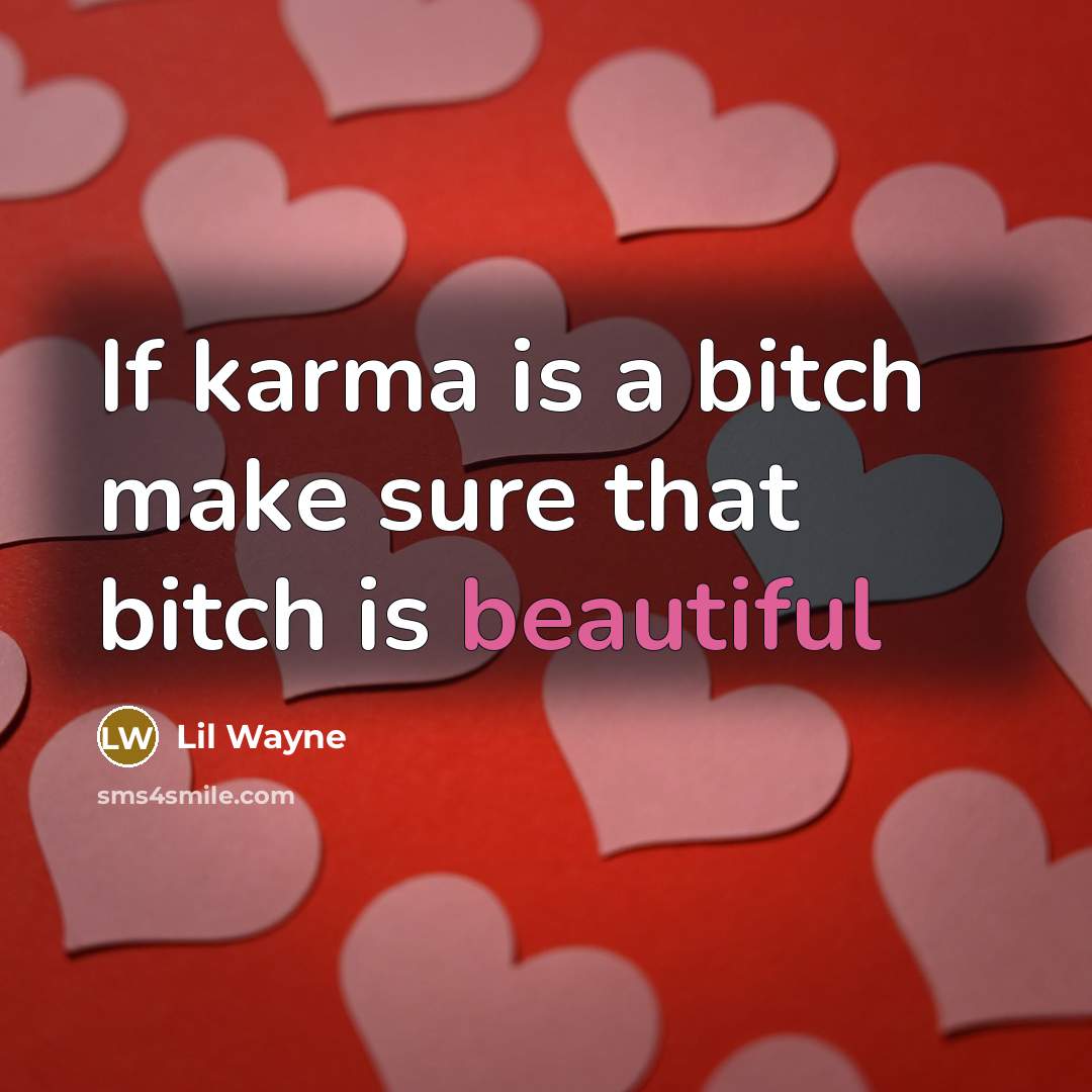 “If karma is a bitch make sure that bitch is beautiful” quote by Lil Wayne