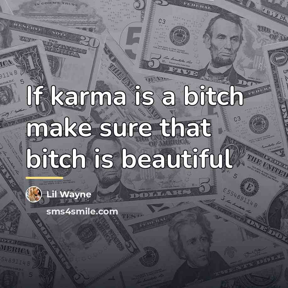 “If karma is a bitch make sure that bitch is…” quote by Lil Wayne