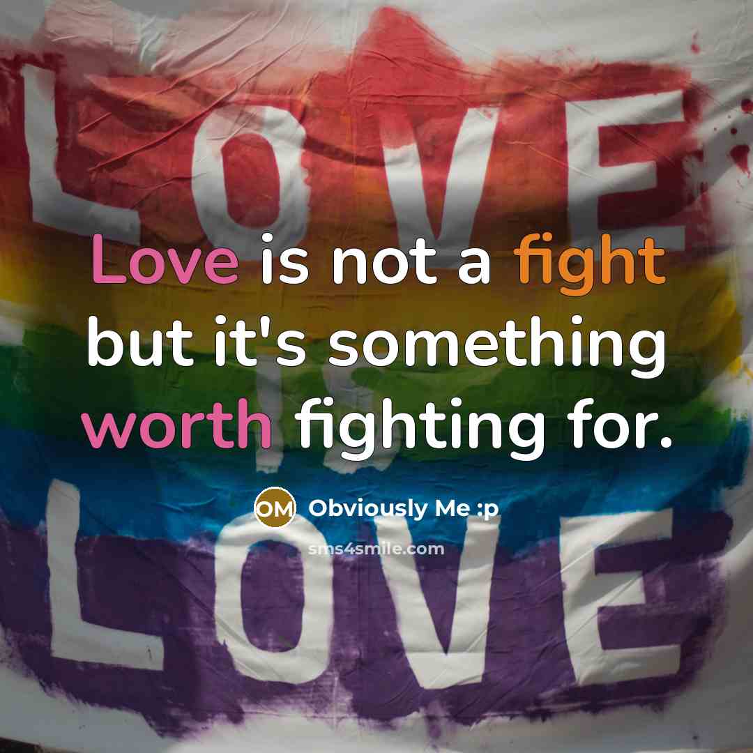 “Love is not a fight but it's something worth fighting for.” quote by Obviously Me :p