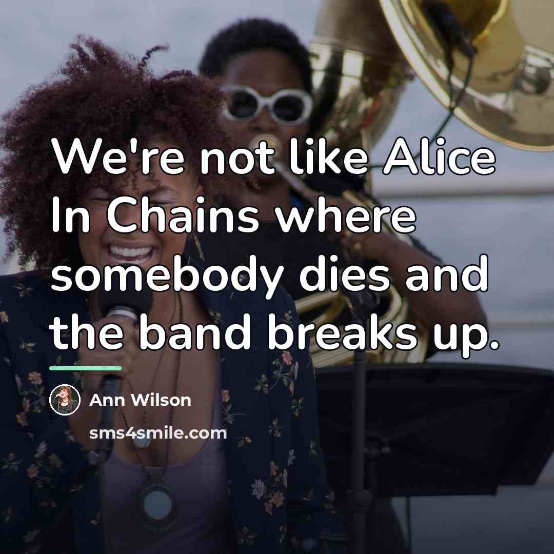 “We're not like Alice In Chains where somebody dies and…” quote by Ann Wilson