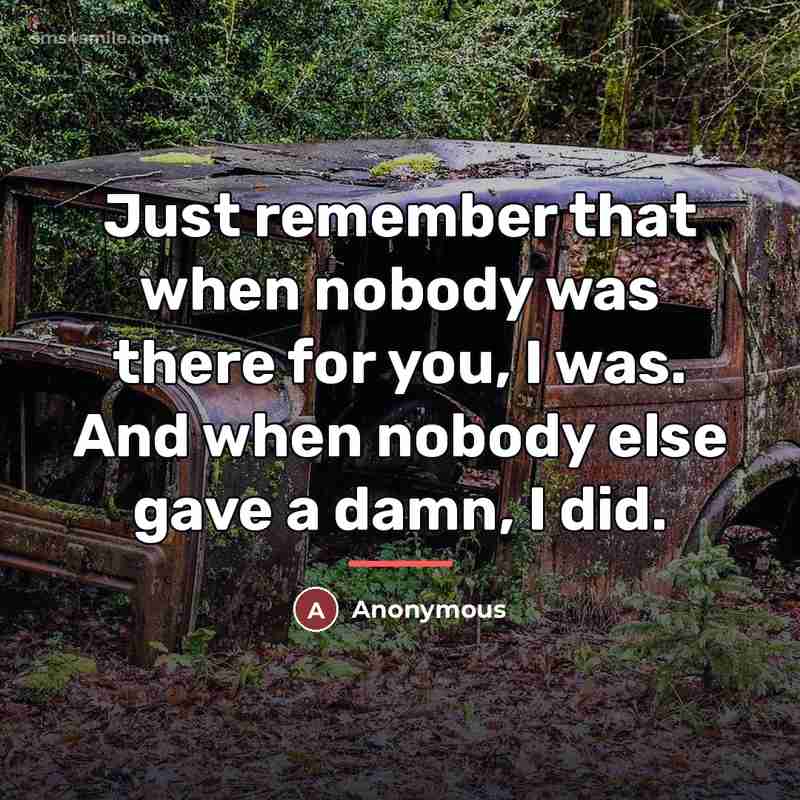 “Just remember that when nobody was there for you, I…” quote by Anonymous