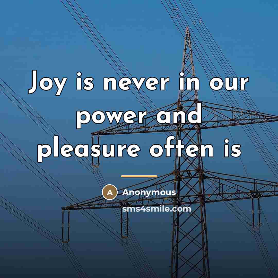“Joy is never in our power and pleasure often is…” quote by Anonymous