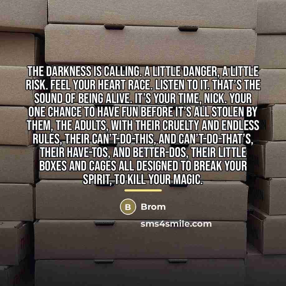 “The darkness is calling. A little danger, a little risk.…” quote by Brom