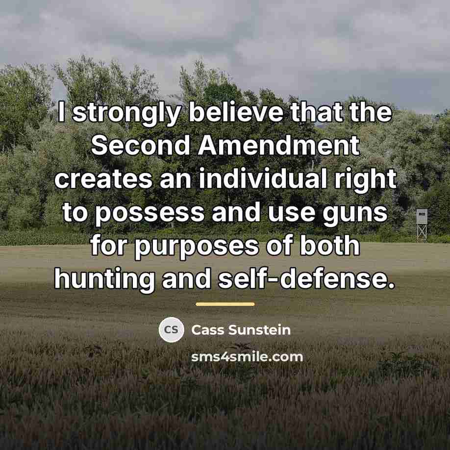 “I strongly believe that the Second Amendment creates an individual…” quote by Cass Sunstein