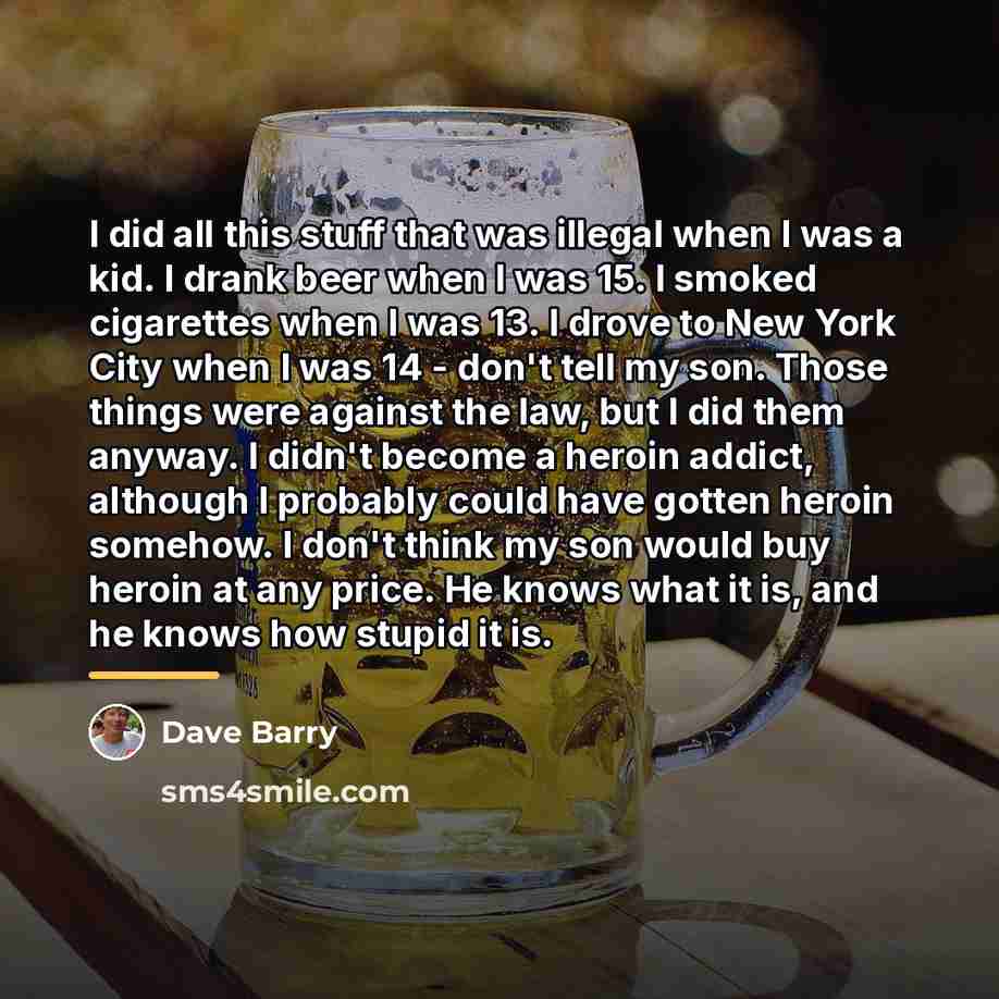 “I did all this stuff that was illegal when I…” quote by Dave Barry