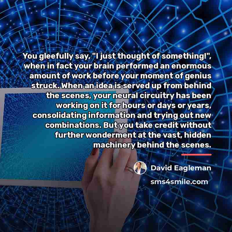 “You gleefully say, "I just thought of something!", when in…” quote by David Eagleman