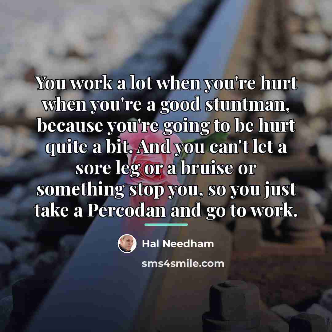 “You work a lot when you're hurt when you're a…” quote by Hal Needham