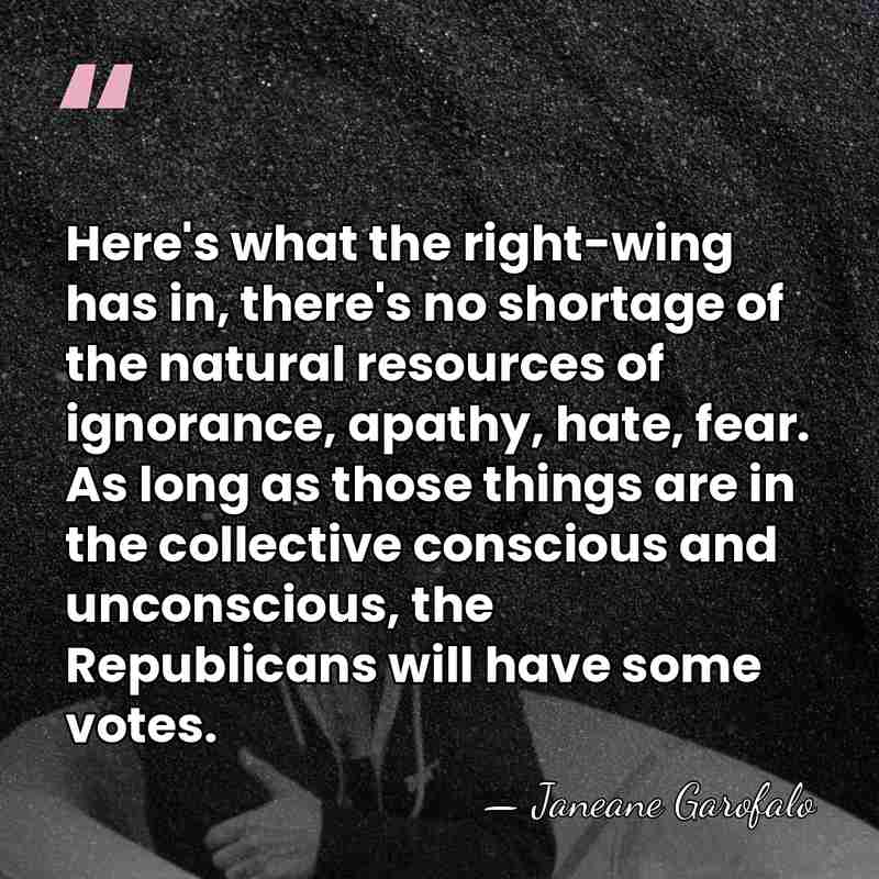 Here's what the right-wing has in, there's no shortage of the natural&hellip; - Janeane Garofalo