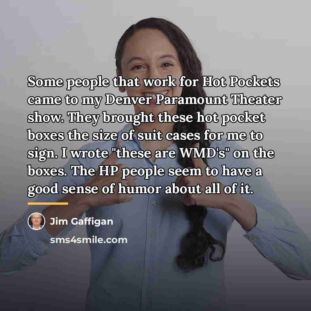 “Some people that work for Hot Pockets came to my…” quote by Jim Gaffigan