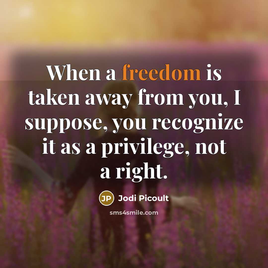 “When a freedom is taken away from you, I suppose,…” quote by Jodi Picoult