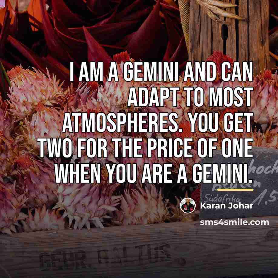 “I am a Gemini and can adapt to most atmospheres.…” quote by Karan Johar