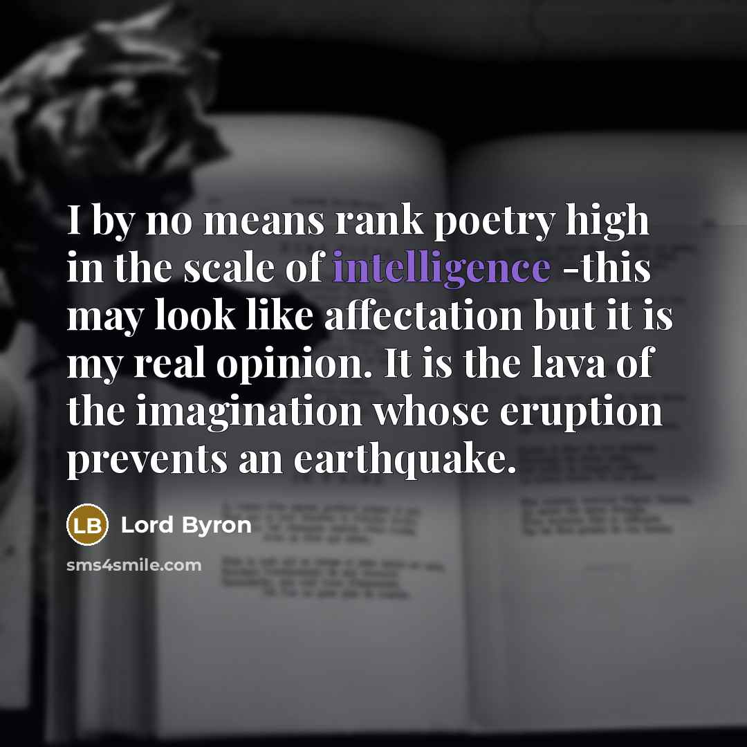 “I by no means rank poetry high in the scale…” quote by Lord Byron