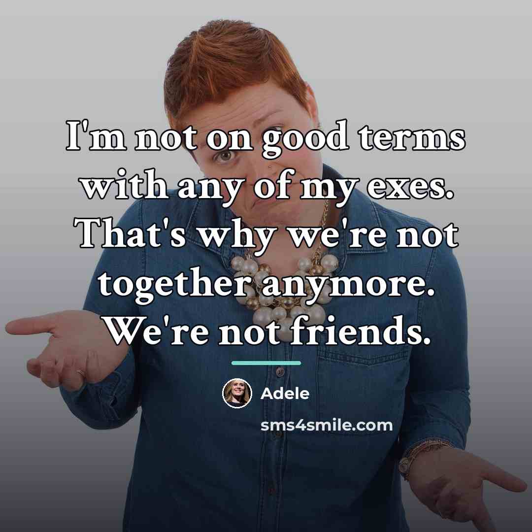 “I'm not on good terms with any of my exes.…” quote by Adele