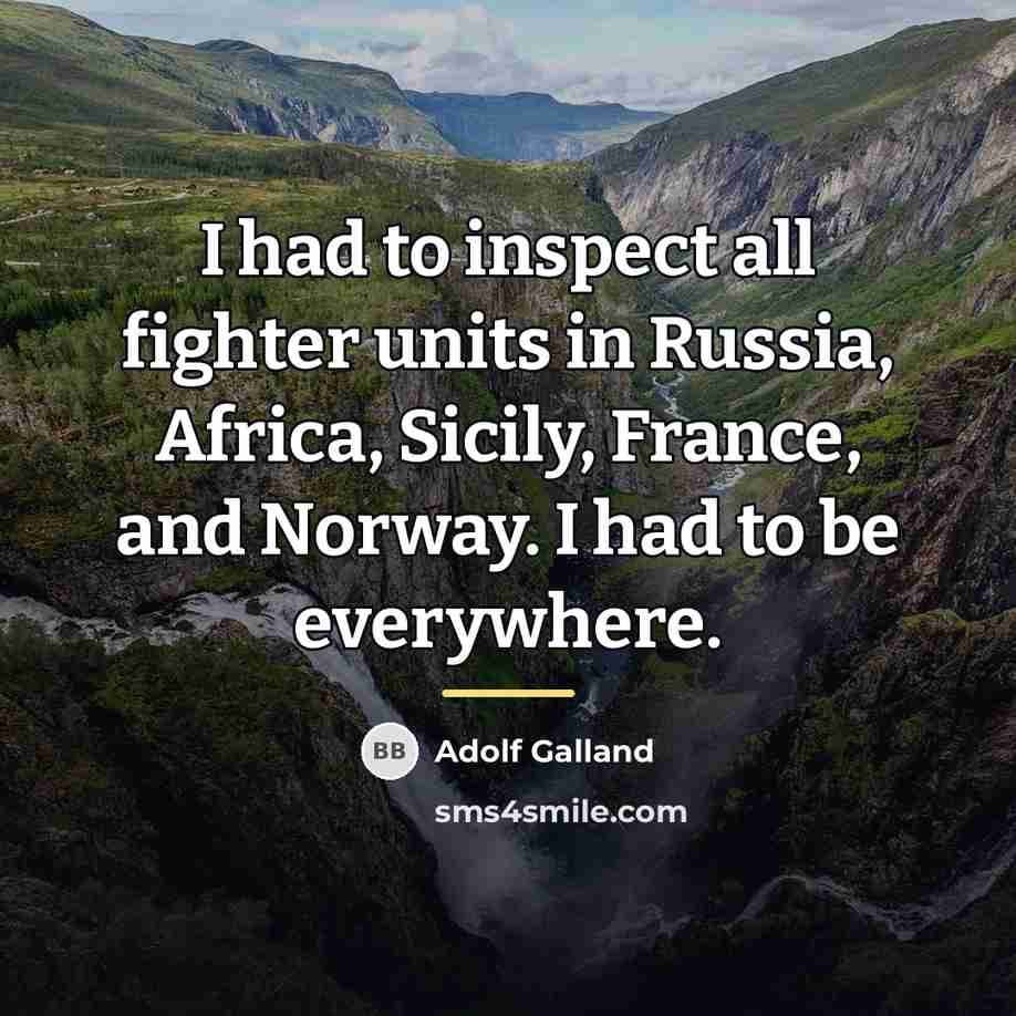 “I had to inspect all fighter units in Russia, Africa,…” quote by Adolf Galland