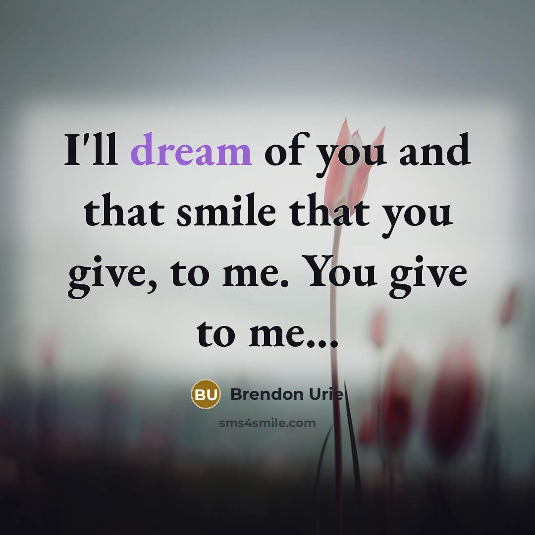 “I'll dream of you and that smile that you give,…” quote by Brendon Urie