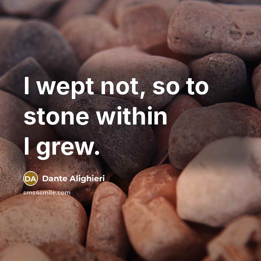 “I wept not, so to stone within I grew.…” quote by Dante Alighieri