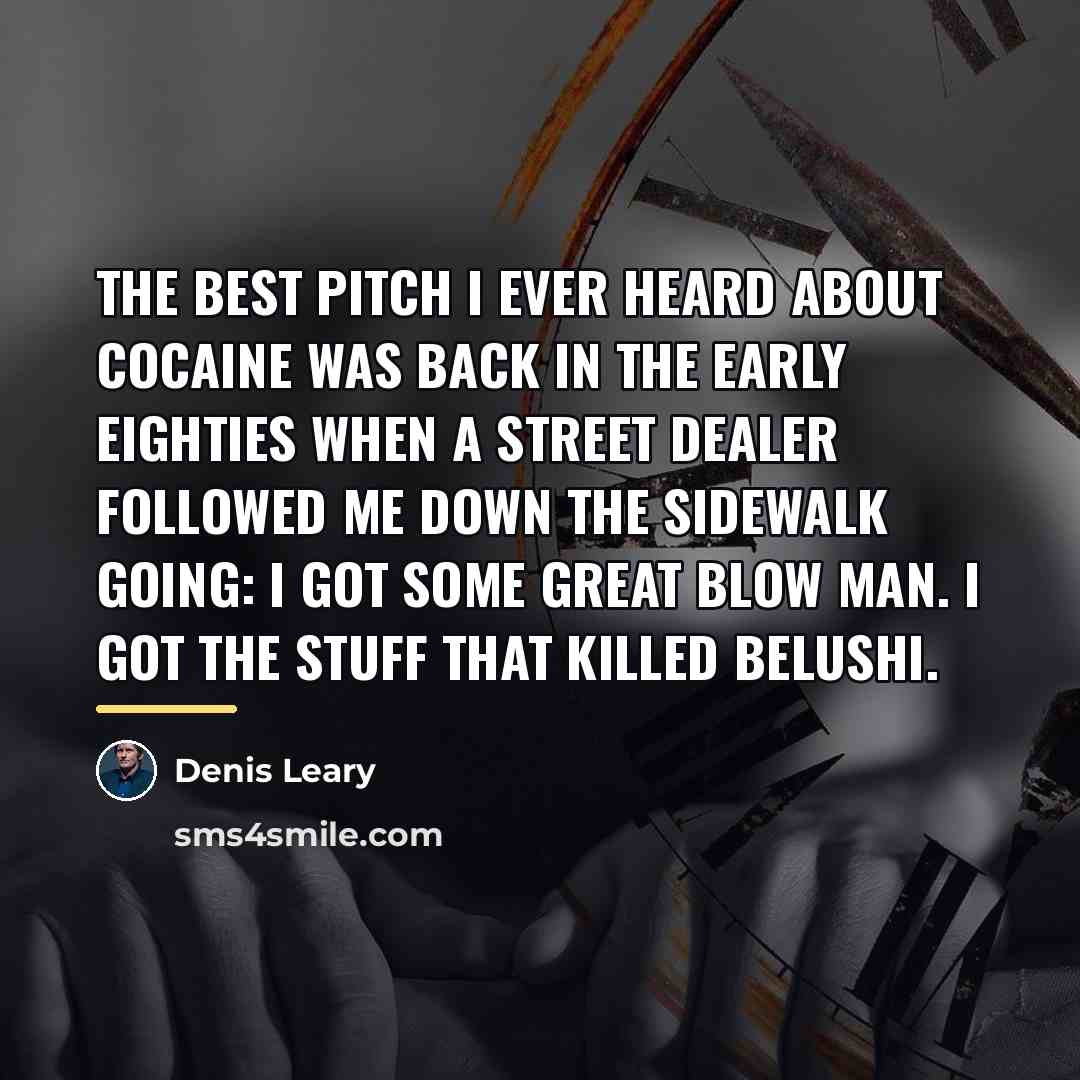 “The best pitch I ever heard about cocaine was back…” quote by Denis Leary