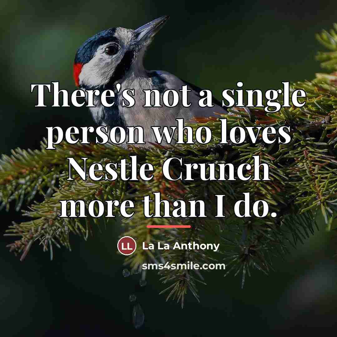“There's not a single person who loves Nestle Crunch more…” quote by La La Anthony