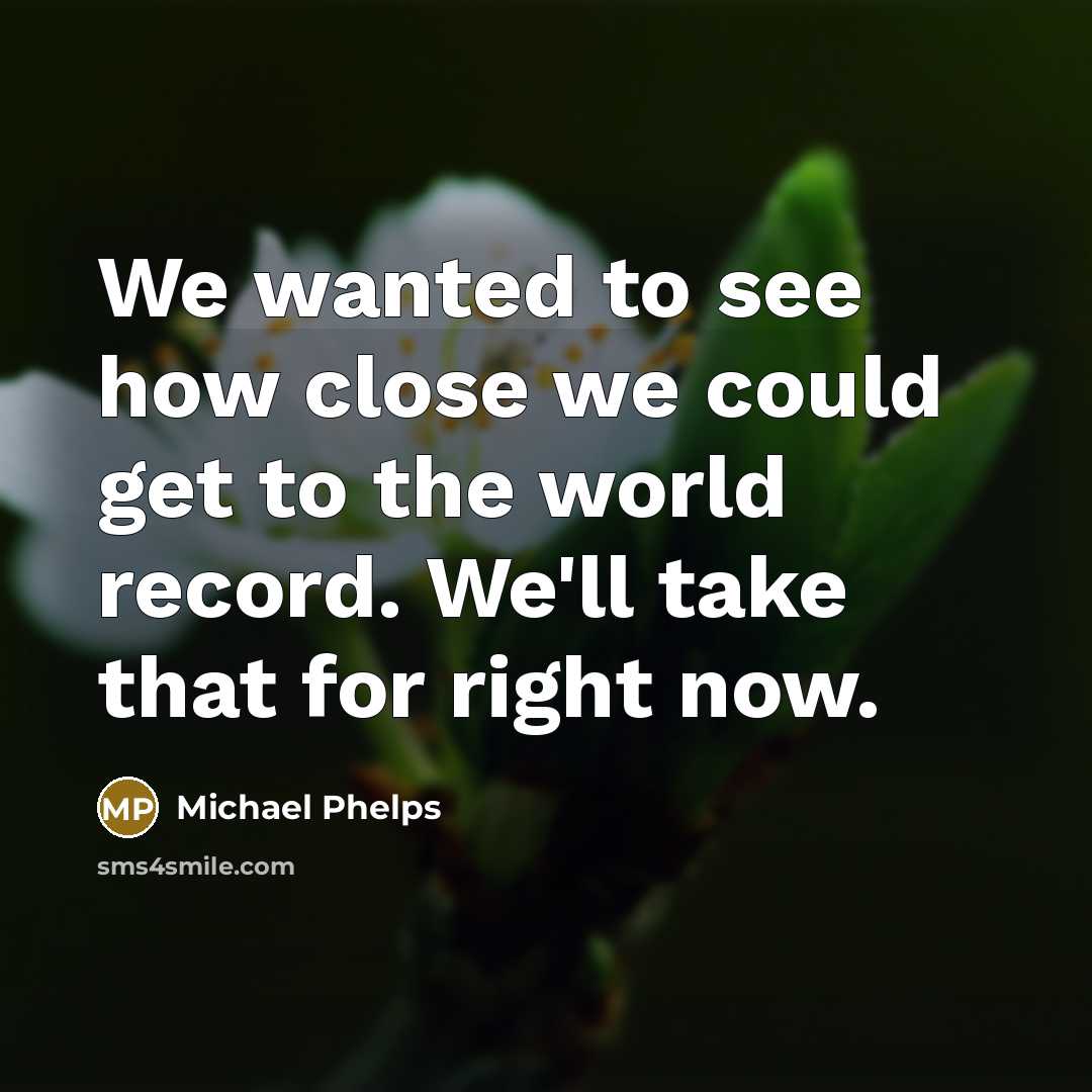 “We wanted to see how close we could get to…” quote by Michael Phelps