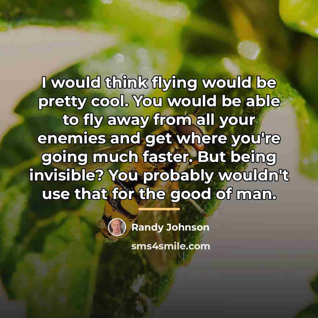 “I would think flying would be pretty cool. You would…” quote by Randy Johnson