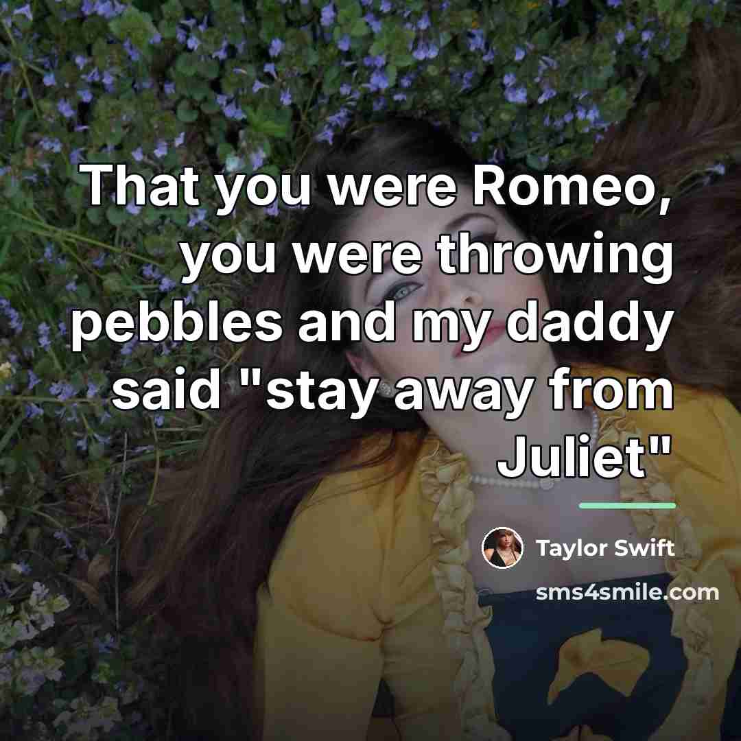 “That you were Romeo, you were throwing pebbles and my…” quote by Taylor Swift