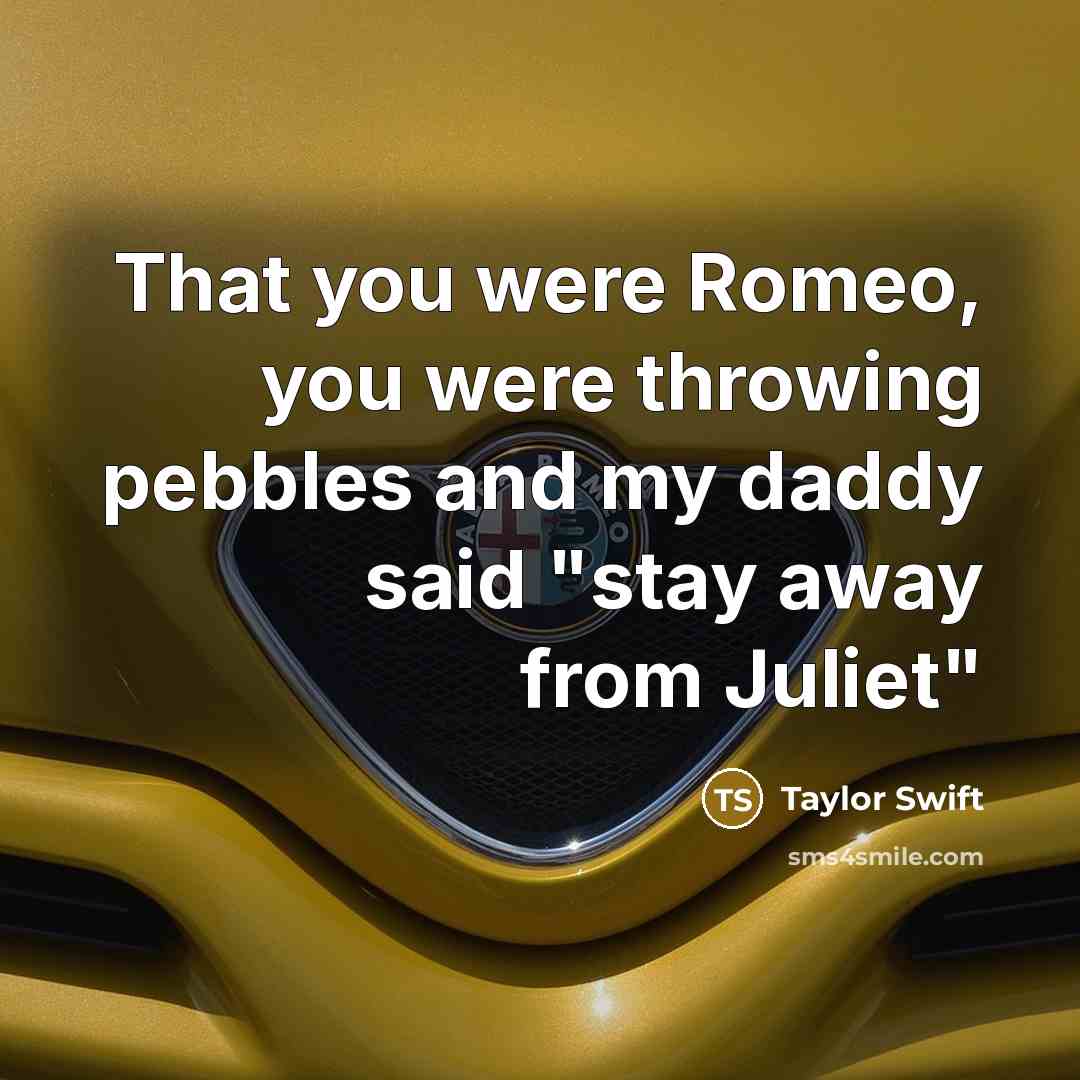 “That you were Romeo, you were throwing pebbles and my daddy said "stay away from Juliet"” quote by Taylor Swift