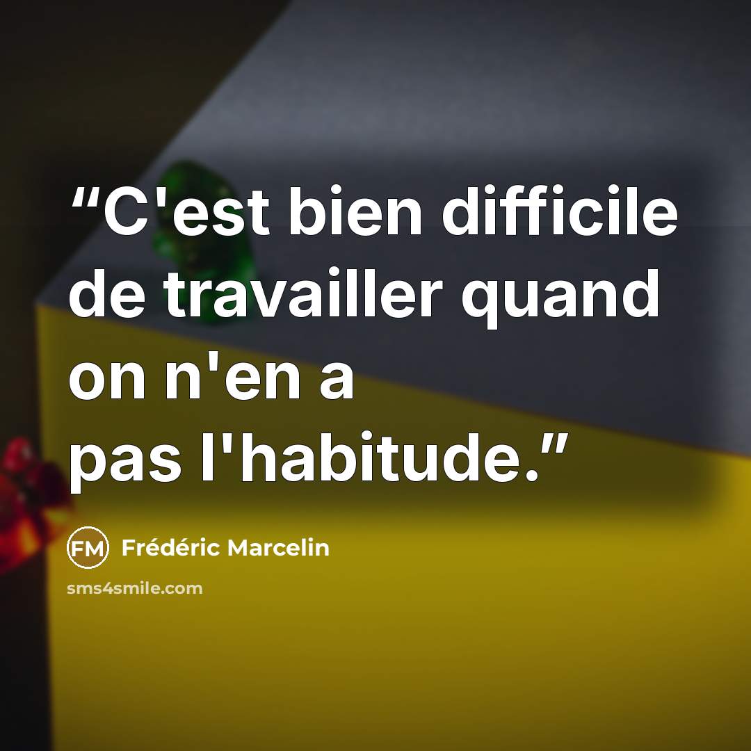 “C'est bien difficile de travailler quand on n'en a pas l'habitude.” quote by Frédéric Marcelin