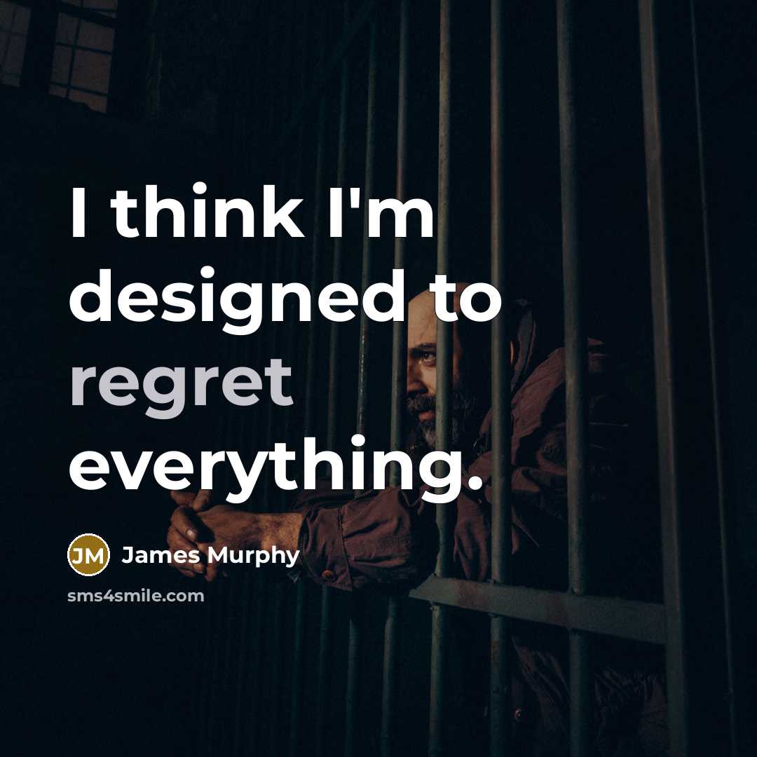 “I think I'm designed to regret everything.” quote by James Murphy