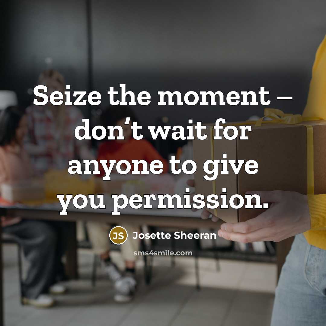 “Seize the moment – don’t wait for anyone to give…” quote by Josette Sheeran