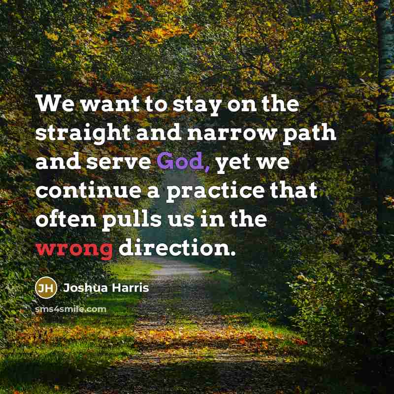 “We want to stay on the straight and narrow path…” quote by Joshua Harris