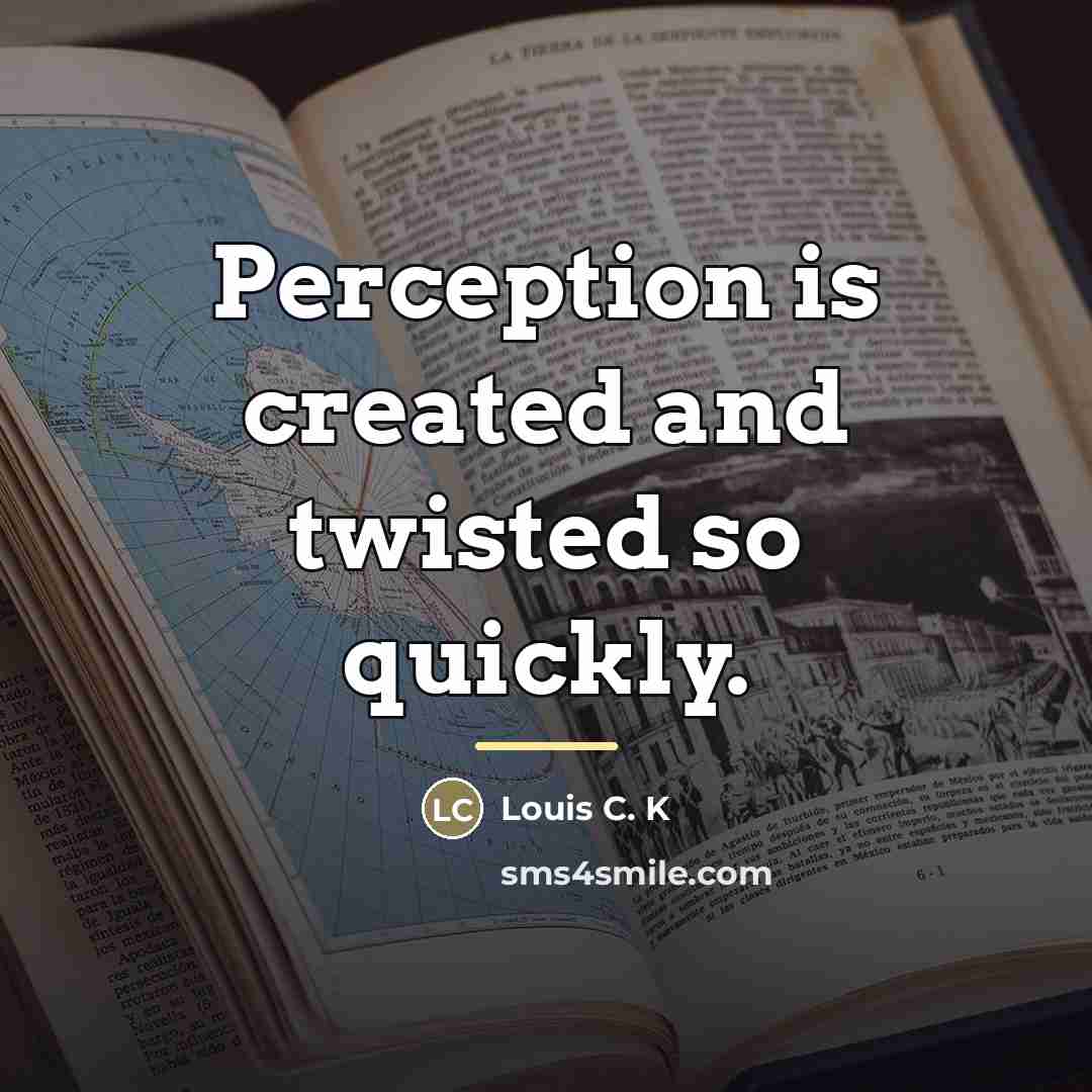 “Perception is created and twisted so quickly.…” quote by Louis C. K