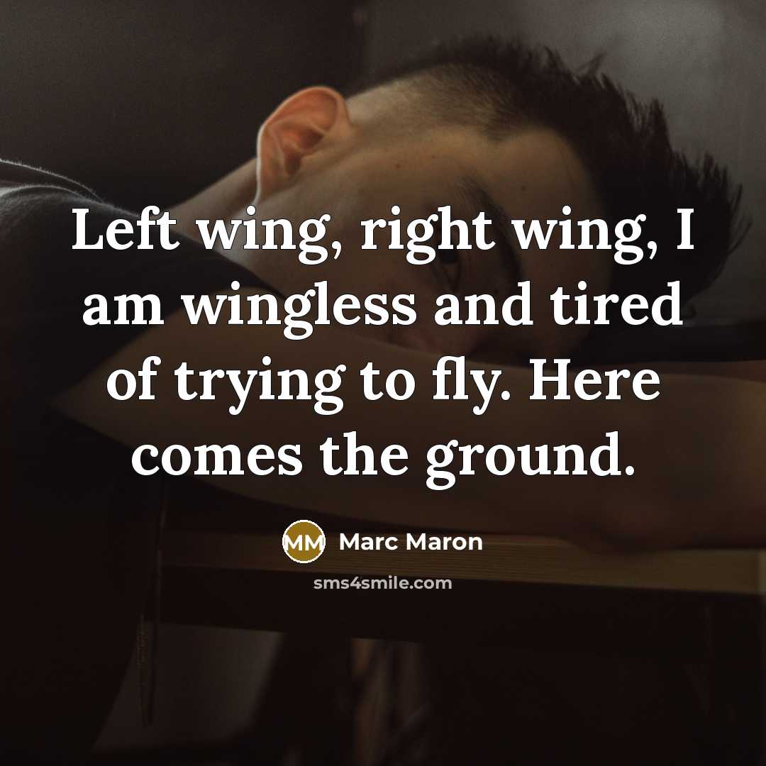 “Left wing, right wing, I am wingless and tired of…” quote by Marc Maron