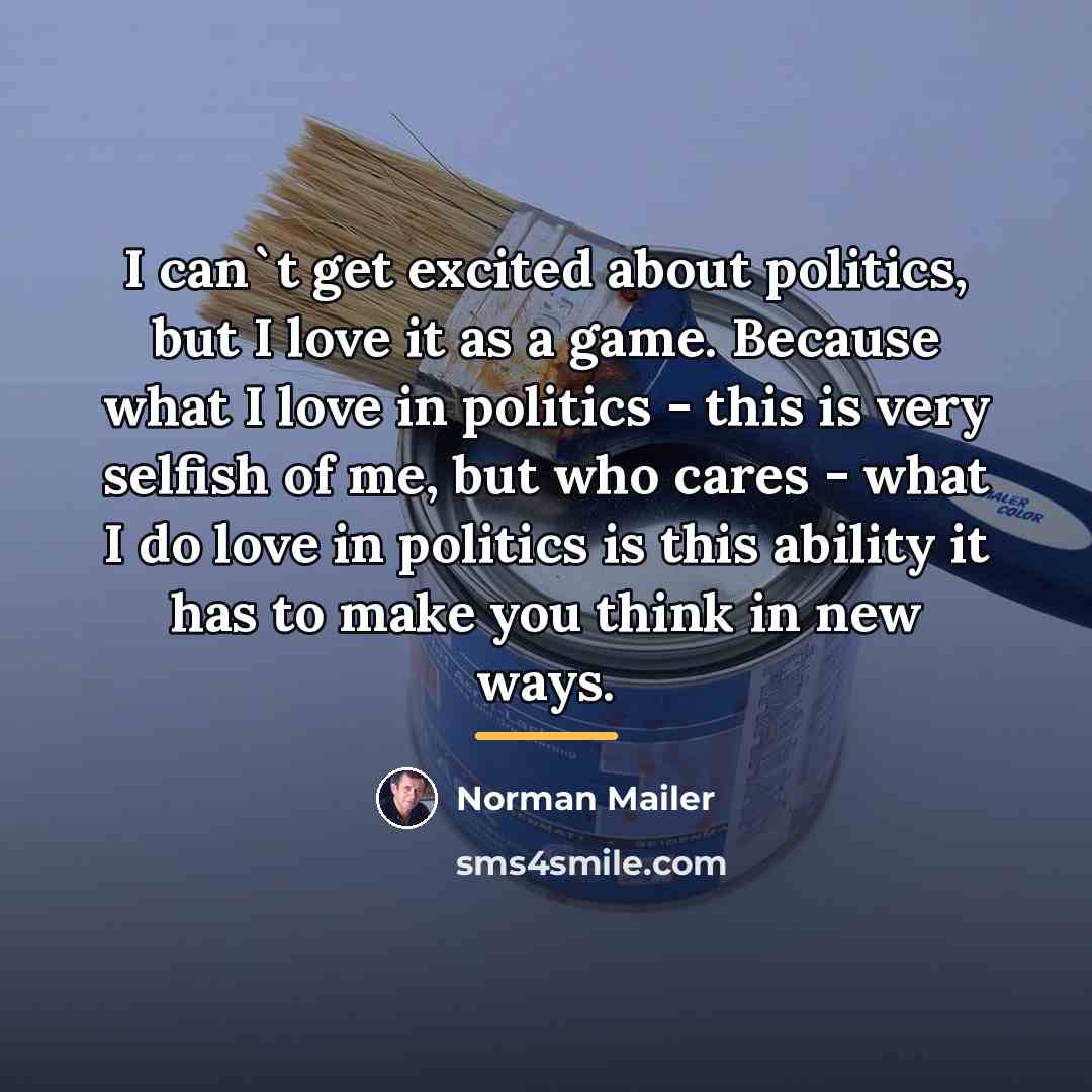 “I can`t get excited about politics, but I love it…” quote by Norman Mailer