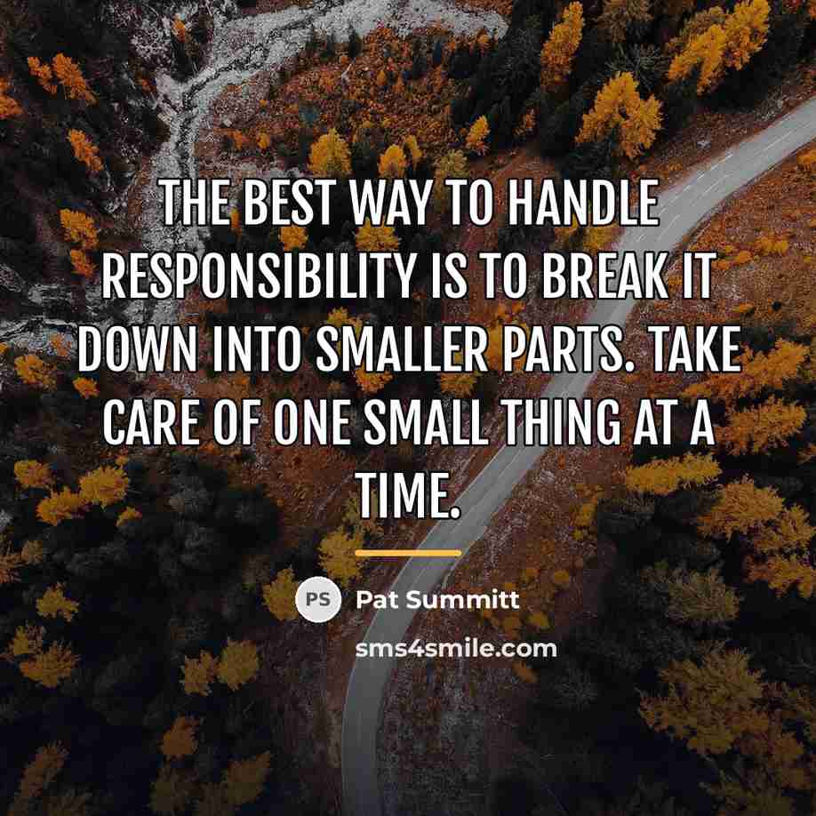 “The best way to handle responsibility is to break it…” quote by Pat Summitt