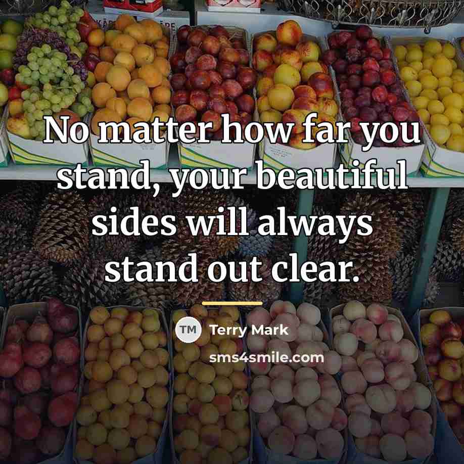 “No matter how far you stand, your beautiful sides will…” quote by Terry Mark